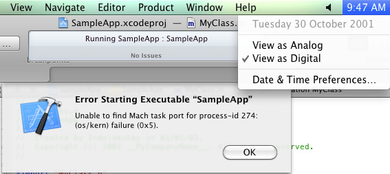 Mac task port auth error