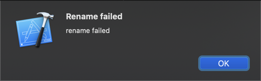 Renamed failed in Xcode