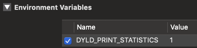 Xcode dylib startup time
