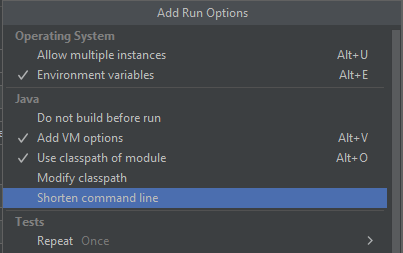 Shorten command line menu option